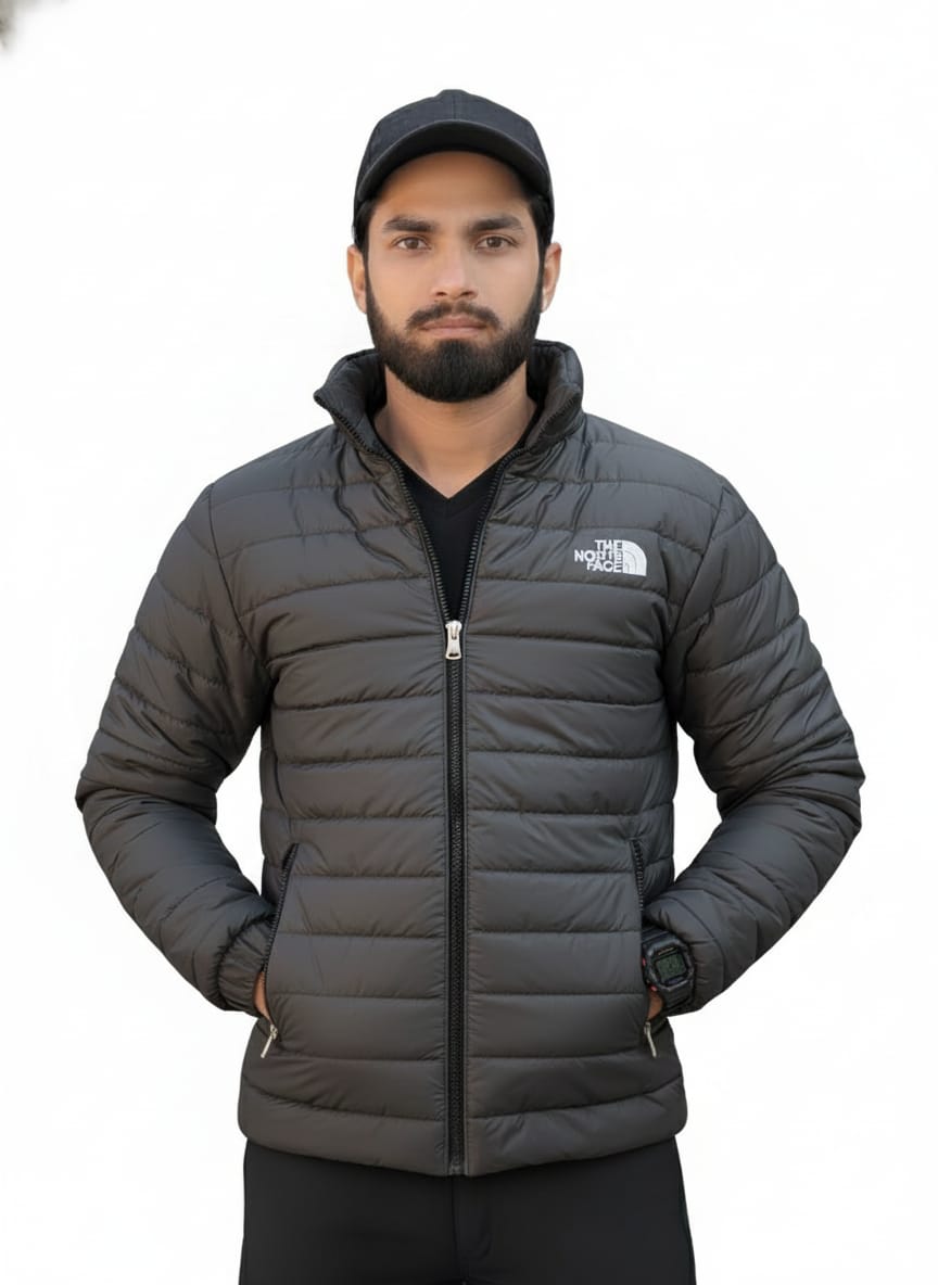 Sleeves dark grey puffer jacket