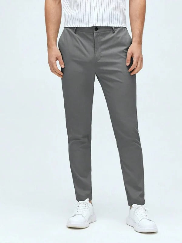 MENS Grey Cotton Smart Fit Pant