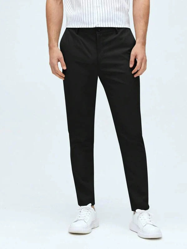 MENS BLACK Cotton Smart Fit Pant