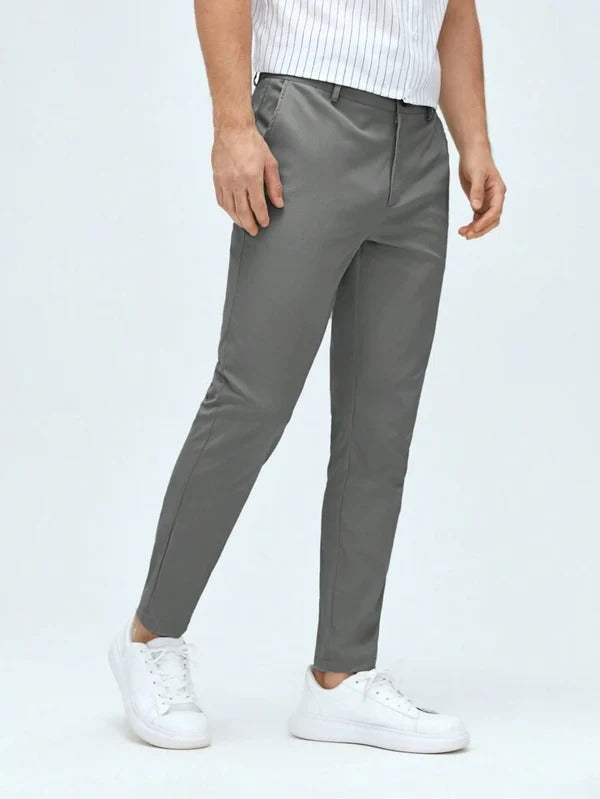 MENS Grey Cotton Smart Fit Pant